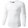 imageJMIERR Mens Muscle Slim Henley Shirt Button VNeck Long Sleeve Gym Workout Athletic T ShirtsWhite