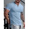 imageJMIERR Mens Muscle Slim T Shirts Summer V Neck Gym Shirt Casual Cotton Workout Athletic Longline TeesA Blue