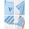 imageJMIERR Mens Muscle Slim T Shirts Summer V Neck Gym Shirt Casual Cotton Workout Athletic Longline TeesA Blue