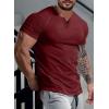 imageJMIERR Mens Muscle Slim T Shirts Summer V Neck Gym Shirt Casual Cotton Workout Athletic Longline TeesA Red