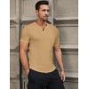 imageJMIERR Mens Muscle Slim T Shirts Summer V Neck Gym Shirt Casual Cotton Workout Athletic Longline TeesB Beige