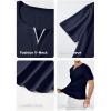 imageJMIERR Mens Muscle Slim T Shirts Summer V Neck Gym Shirt Casual Cotton Workout Athletic Longline TeesB Blue 1