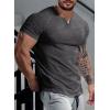 imageJMIERR Mens Muscle Slim T Shirts Summer V Neck Gym Shirt Casual Cotton Workout Athletic Longline TeesB Dark Grey