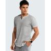 imageJMIERR Mens Muscle Slim T Shirts Summer V Neck Gym Shirt Casual Cotton Workout Athletic Longline TeesB Light Grey