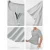 imageJMIERR Mens Muscle Slim T Shirts Summer V Neck Gym Shirt Casual Cotton Workout Athletic Longline TeesB Light Grey