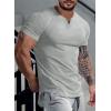 imageJMIERR Mens Muscle Slim T Shirts Summer V Neck Gym Shirt Casual Cotton Workout Athletic Longline TeesB Light Grey