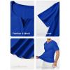 imageJMIERR Mens Muscle Slim T Shirts Summer V Neck Gym Shirt Casual Cotton Workout Athletic Longline TeesC Dark Blue