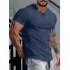 imageJMIERR Mens Muscle Slim T Shirts Summer V Neck Gym Shirt Casual Cotton Workout Athletic Longline TeesD Blue 3