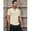 imageJMIERR Mens Muscle Slim T Shirts Summer V Neck Gym Shirt Casual Cotton Workout Athletic Longline TeesE Beige