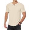 imageJMIERR Mens Muscle Slim T Shirts Summer V Neck Gym Shirt Casual Cotton Workout Athletic Longline TeesE Beige