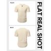 imageJMIERR Mens Muscle Slim T Shirts Summer V Neck Gym Shirt Casual Cotton Workout Athletic Longline TeesE Beige