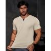 imageJMIERR Mens Muscle Slim T Shirts Summer V Neck Gym Shirt Casual Cotton Workout Athletic Longline TeesE Beige
