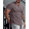 imageJMIERR Mens Muscle Slim T Shirts Summer V Neck Gym Shirt Casual Cotton Workout Athletic Longline TeesE Brown Grey