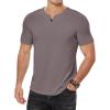 imageJMIERR Mens Muscle Slim T Shirts Summer V Neck Gym Shirt Casual Cotton Workout Athletic Longline TeesE Brown Grey
