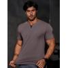 imageJMIERR Mens Muscle Slim T Shirts Summer V Neck Gym Shirt Casual Cotton Workout Athletic Longline TeesE Brown Grey