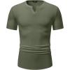 imageJMIERR Mens Muscle VNeck T Shirt Short Sleeve Longline Ribbed Henley Shirt Gym Workout Athletic Tee ShirtsArmy Green