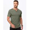imageJMIERR Mens Muscle VNeck T Shirt Short Sleeve Longline Ribbed Henley Shirt Gym Workout Athletic Tee ShirtsArmy Green