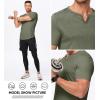 imageJMIERR Mens Muscle VNeck T Shirt Short Sleeve Longline Ribbed Henley Shirt Gym Workout Athletic Tee ShirtsArmy Green