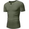 imageJMIERR Mens Muscle VNeck T Shirt Short Sleeve Longline Ribbed Henley Shirt Gym Workout Athletic Tee ShirtsArmy Green