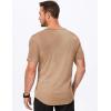 imageJMIERR Mens Muscle VNeck T Shirt Short Sleeve Longline Ribbed Henley Shirt Gym Workout Athletic Tee ShirtsKhaki