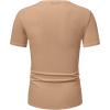 imageJMIERR Mens Muscle VNeck T Shirt Short Sleeve Longline Ribbed Henley Shirt Gym Workout Athletic Tee ShirtsKhaki