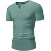 imageJMIERR Mens Muscle VNeck T Shirt Short Sleeve Longline Ribbed Henley Shirt Gym Workout Athletic Tee ShirtsMist Green