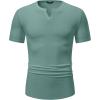 imageJMIERR Mens Muscle VNeck T Shirt Short Sleeve Longline Ribbed Henley Shirt Gym Workout Athletic Tee ShirtsMist Green