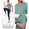 imageJMIERR Mens Muscle VNeck T Shirt Short Sleeve Longline Ribbed Henley Shirt Gym Workout Athletic Tee ShirtsMist Green