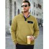 imageJMIERR Mens Quilted Sweatshirt Casual Long Sleeve Outdoor Stand Collar Button Pullover SweatshirtsZ Beige