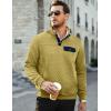 imageJMIERR Mens Quilted Sweatshirt Casual Long Sleeve Outdoor Stand Collar Button Pullover SweatshirtsZ Beige