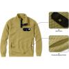 imageJMIERR Mens Quilted Sweatshirt Casual Long Sleeve Outdoor Stand Collar Button Pullover SweatshirtsZ Beige