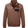 imageJMIERR Mens Quilted Sweatshirt Casual Long Sleeve Outdoor Stand Collar Button Pullover SweatshirtsZ Brown