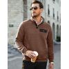imageJMIERR Mens Quilted Sweatshirt Casual Long Sleeve Outdoor Stand Collar Button Pullover SweatshirtsZ Brown