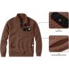 imageJMIERR Mens Quilted Sweatshirt Casual Long Sleeve Outdoor Stand Collar Button Pullover SweatshirtsZ Brown