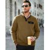 imageJMIERR Mens Quilted Sweatshirt Casual Long Sleeve Outdoor Stand Collar Button Pullover SweatshirtsZ Dark Brown