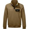 imageJMIERR Mens Quilted Sweatshirt Casual Long Sleeve Outdoor Stand Collar Button Pullover SweatshirtsZ Dark Brown