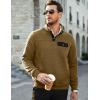 imageJMIERR Mens Quilted Sweatshirt Casual Long Sleeve Outdoor Stand Collar Button Pullover SweatshirtsZ Dark Brown
