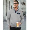 imageJMIERR Mens Quilted Sweatshirt Casual Long Sleeve Outdoor Stand Collar Button Pullover SweatshirtsZ Light Grey