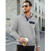 imageJMIERR Mens Quilted Sweatshirt Casual Long Sleeve Outdoor Stand Collar Button Pullover SweatshirtsZ Light Grey