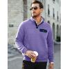 imageJMIERR Mens Quilted Sweatshirt Casual Long Sleeve Outdoor Stand Collar Button Pullover SweatshirtsZ Light Purple