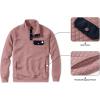 imageJMIERR Mens Quilted Sweatshirt Casual Long Sleeve Outdoor Stand Collar Button Pullover SweatshirtsZ Pink
