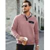 imageJMIERR Mens Quilted Sweatshirt Casual Long Sleeve Outdoor Stand Collar Button Pullover SweatshirtsZ Pink