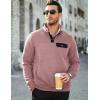 imageJMIERR Mens Quilted Sweatshirt Casual Long Sleeve Outdoor Stand Collar Button Pullover SweatshirtsZ Pink