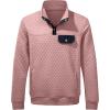 imageJMIERR Mens Quilted Sweatshirt Casual Long Sleeve Outdoor Stand Collar Button Pullover SweatshirtsZ Pink
