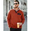 imageJMIERR Mens Quilted Sweatshirt Casual Long Sleeve Outdoor Stand Collar Button Pullover SweatshirtsZ Rusty Orange