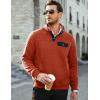 imageJMIERR Mens Quilted Sweatshirt Casual Long Sleeve Outdoor Stand Collar Button Pullover SweatshirtsZ Rusty Orange