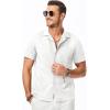 imageJMIERR Mens Seersucker Shirts Short Sleeve Casual Shirts Button Down Shirt Beach Summer Vacation Wedding ShirtWhite