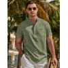 imageJMIERR Mens Short Sleeve Linen Henley Shirts Casual Button Down Shirt Summer Beach Wear with PocketFour Leaf Clover