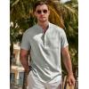 imageJMIERR Mens Short Sleeve Linen Henley Shirts Casual Button Down Shirt Summer Beach Wear with PocketLaurel Green