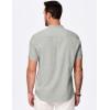 imageJMIERR Mens Short Sleeve Linen Henley Shirts Casual Button Down Shirt Summer Beach Wear with PocketLaurel Green